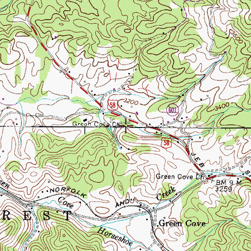 Topographic Map of Green Cove Church, VA