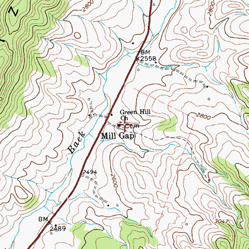 Topographic Map of Green Hill Church, VA