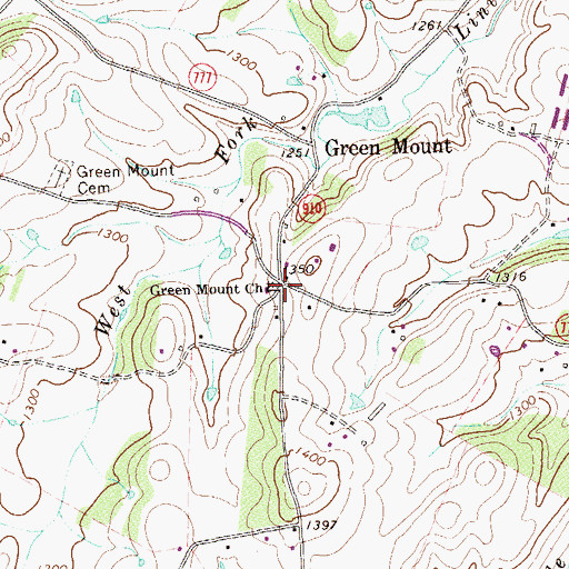 Topographic Map of Green Mount Church, VA