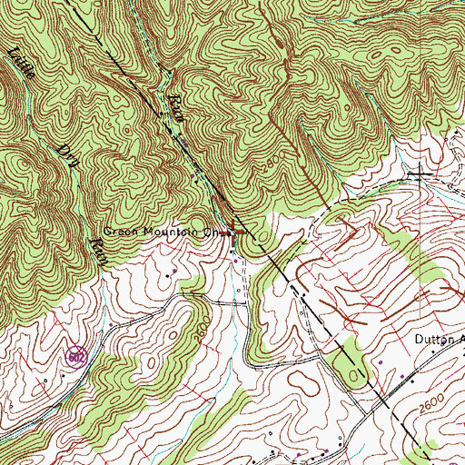 Topographic Map of Green Mountain Church, VA