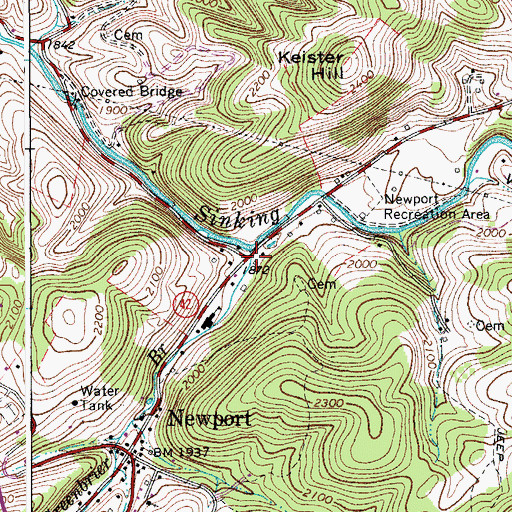 Topographic Map of Greenbrier Branch, VA
