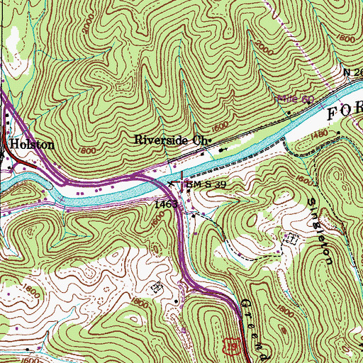 Topographic Map of Greendale Creek, VA