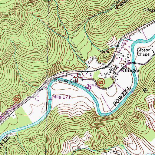 Topographic Map of Greene Cemetery, VA