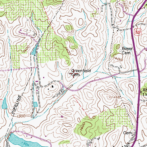 Topographic Map of Greenfield Cemetery, VA