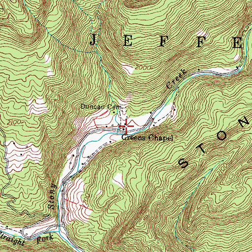 Topographic Map of Greens Chapel, VA