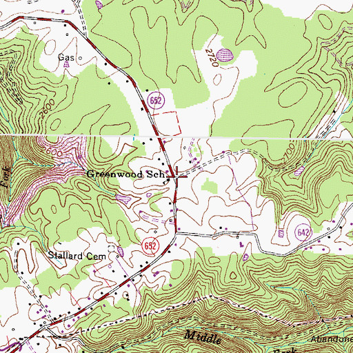 Topographic Map of Greenwood School, VA