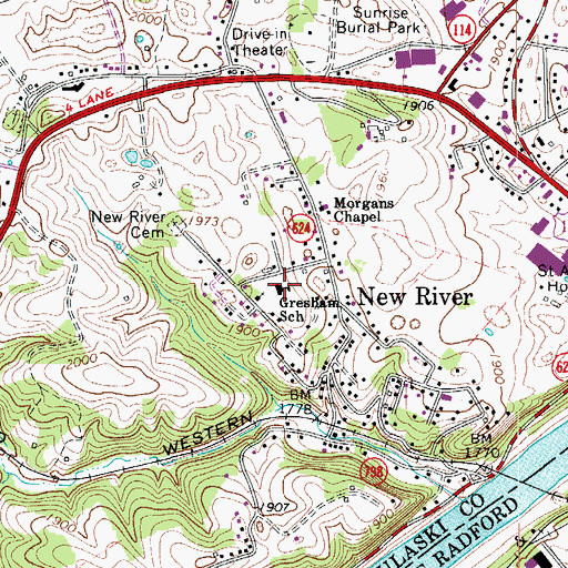 Topographic Map of Gresham School, VA