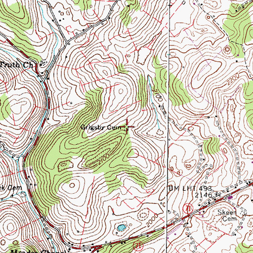 Topographic Map of Grigsby Cemetery, VA