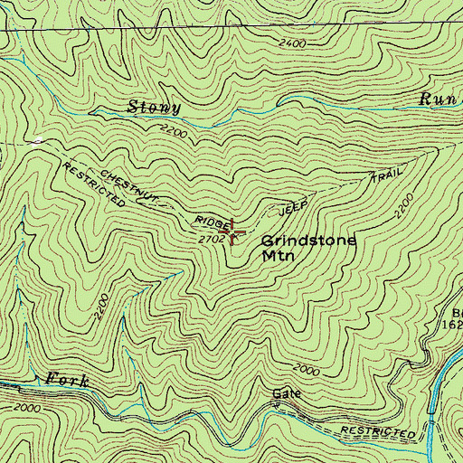 Topographic Map of Grindstone Mountain, VA