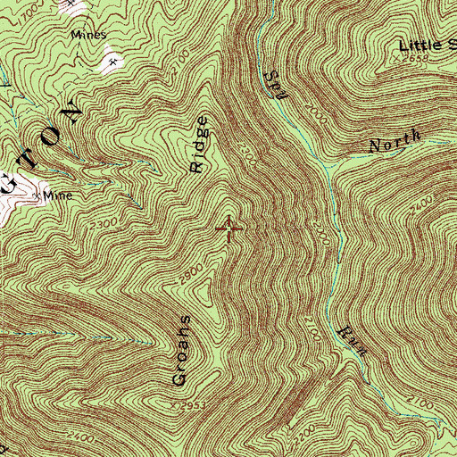 Topographic Map of Groahs Ridge, VA