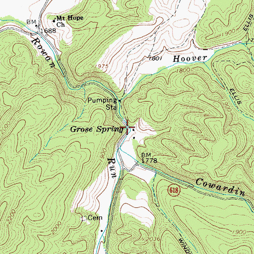 Topographic Map of Grose Spring, VA