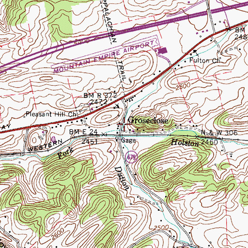 Topographic Map of Groseclose, VA