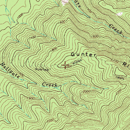 Topographic Map of Gunter Ridge Trail, VA