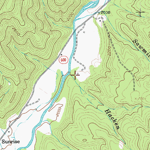 Topographic Map of Hacken Run, VA