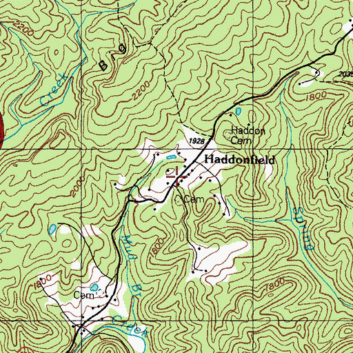 Topographic Map of Haddonfield, VA