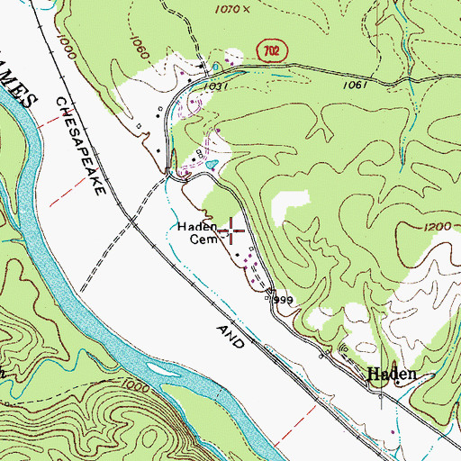 Topographic Map of Haden Cemetery, VA