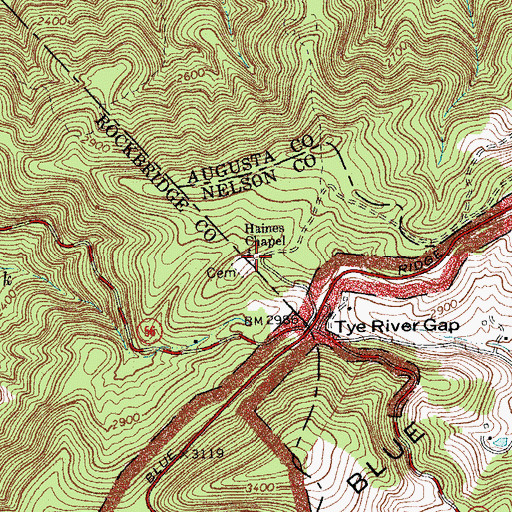 Topographic Map of Haines Chapel, VA