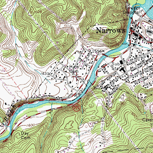 Topographic Map of Hale Cemetery, VA