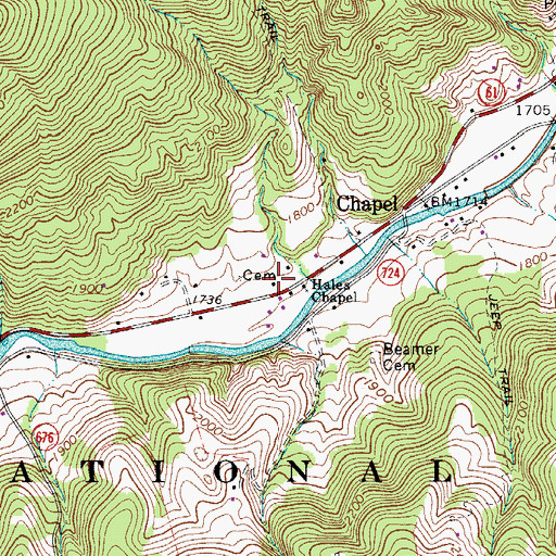 Topographic Map of Hales Chapel, VA
