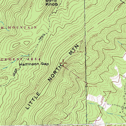 Topographic Map of Halfmoon Gap, VA