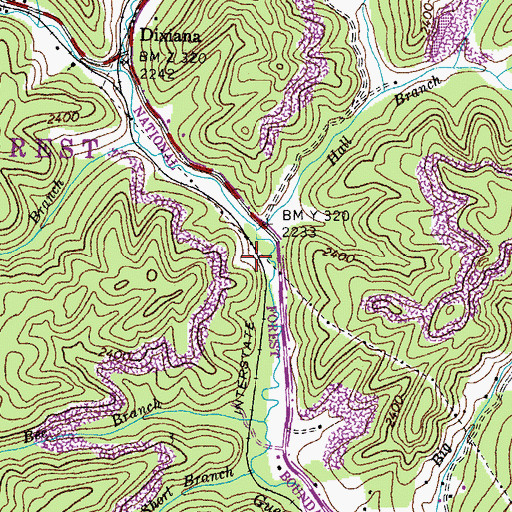 Topographic Map of Hall Branch, VA