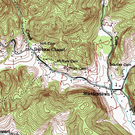 Topographic Map of Hall Cemetery, VA