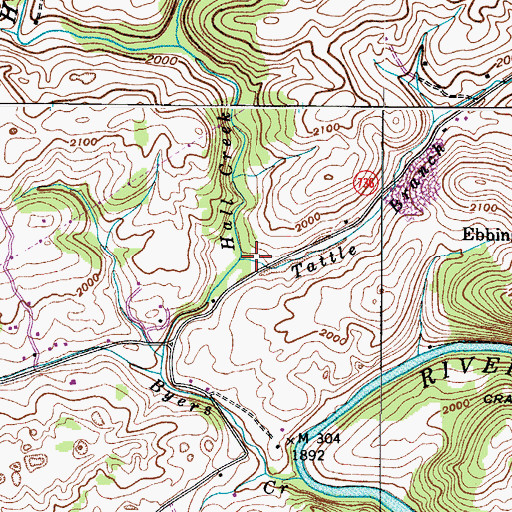 Topographic Map of Hall Creek, VA
