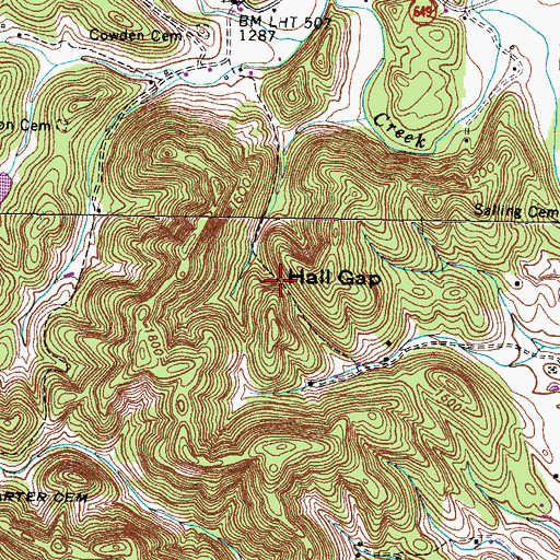 Topographic Map of Hall Gap, VA