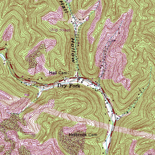 Topographic Map of Hall Hollow, VA