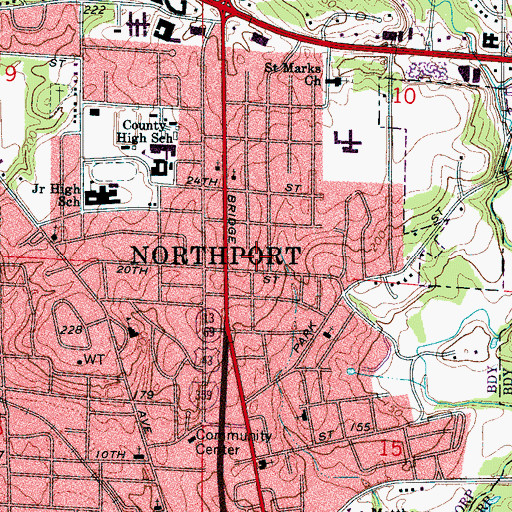 Topographic Map of Northgate Shopping Center, AL