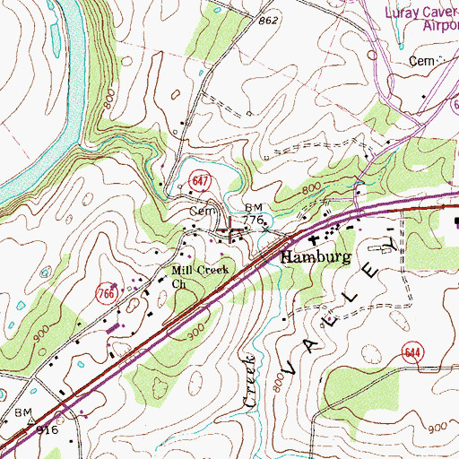 Topographic Map of Hamburg, VA