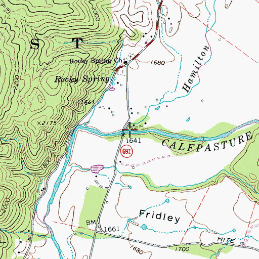 Topographic Map of Hamilton Branch, VA
