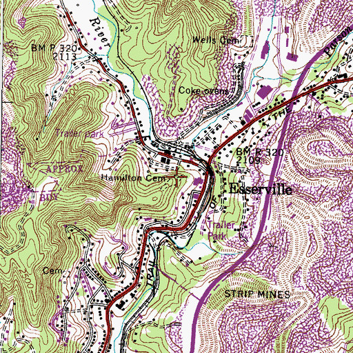 Topographic Map of Hamilton Cemetery, VA