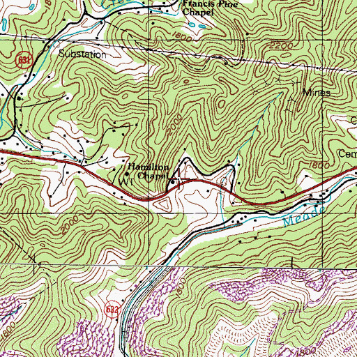 Topographic Map of Hamilton Chapel, VA