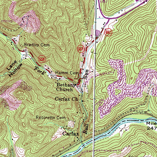 Topographic Map of Hamm Cemetery, VA