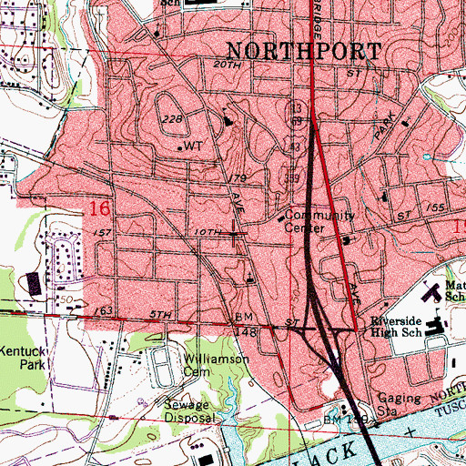 Topographic Map of Northport Baptist Church, AL