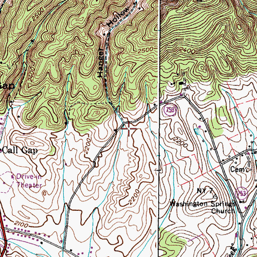 Topographic Map of Hanger Hollow, VA