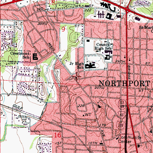 Topographic Map of Northport Church of Christ, AL