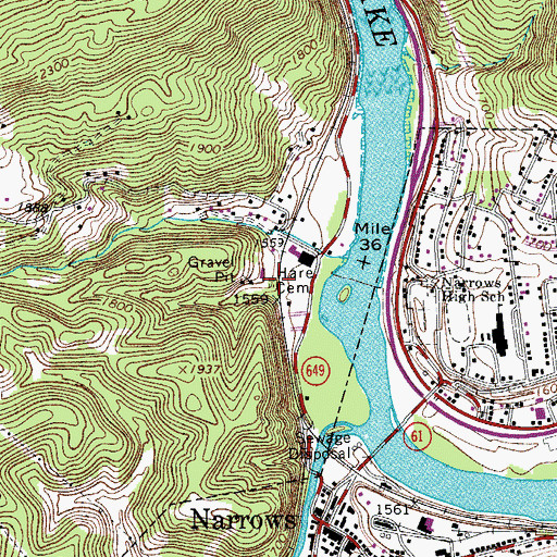 Topographic Map of Hare Cemetery, VA