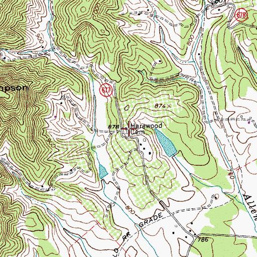 Topographic Map of Harewood Cemetery, VA