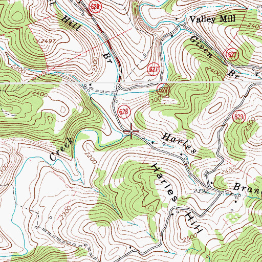 Topographic Map of Harles Branch, VA