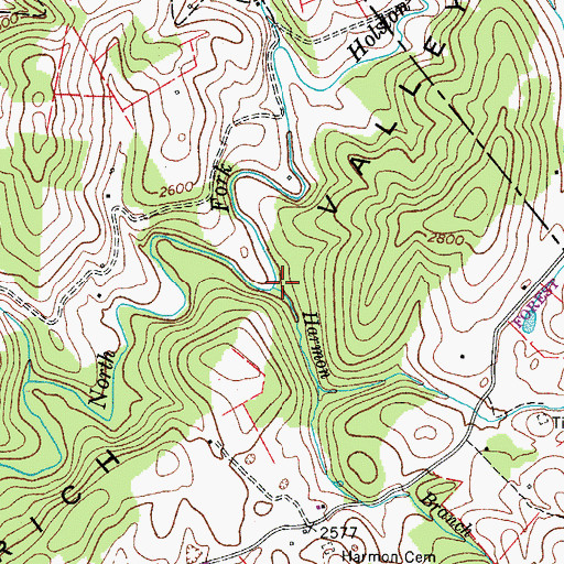 Topographic Map of Harmon Branch, VA
