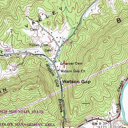 Topographic Map of Harper Cemetery, VA