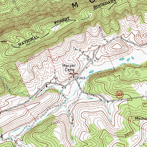 Topographic Map of Harper Cemetery, VA