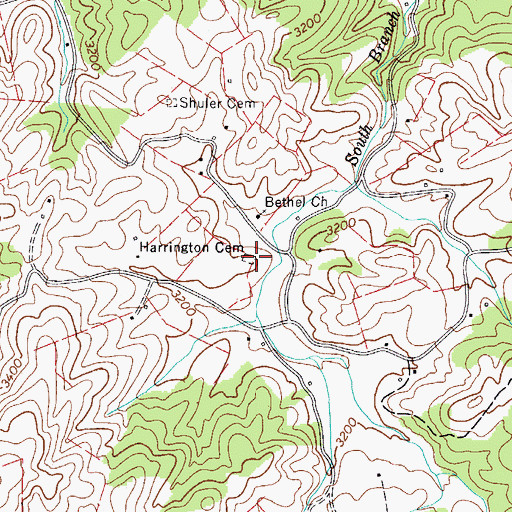 Topographic Map of Harrington Cemetery, VA