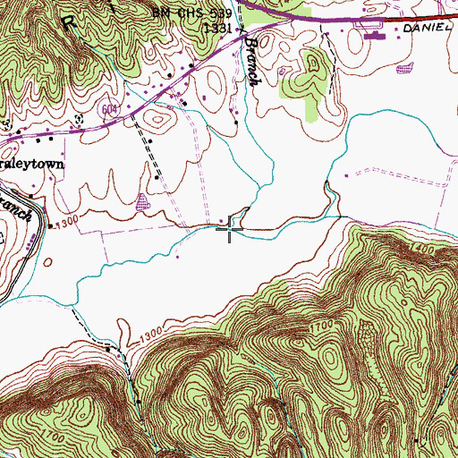Topographic Map of Harris Branch, VA