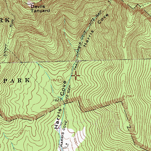 Topographic Map of Harris Cove Utz Gap Trail, VA