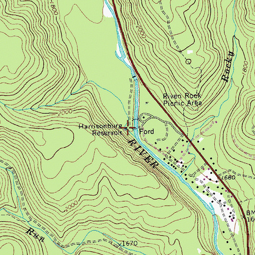 Topographic Map of Harrisonburg Reservoir, VA