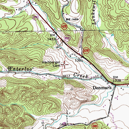 Topographic Map of Hartbarger Cemetery, VA