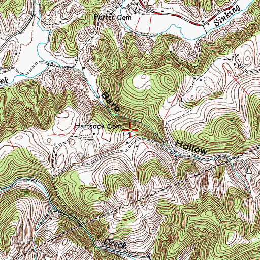 Topographic Map of Hartsock Cemetery, VA